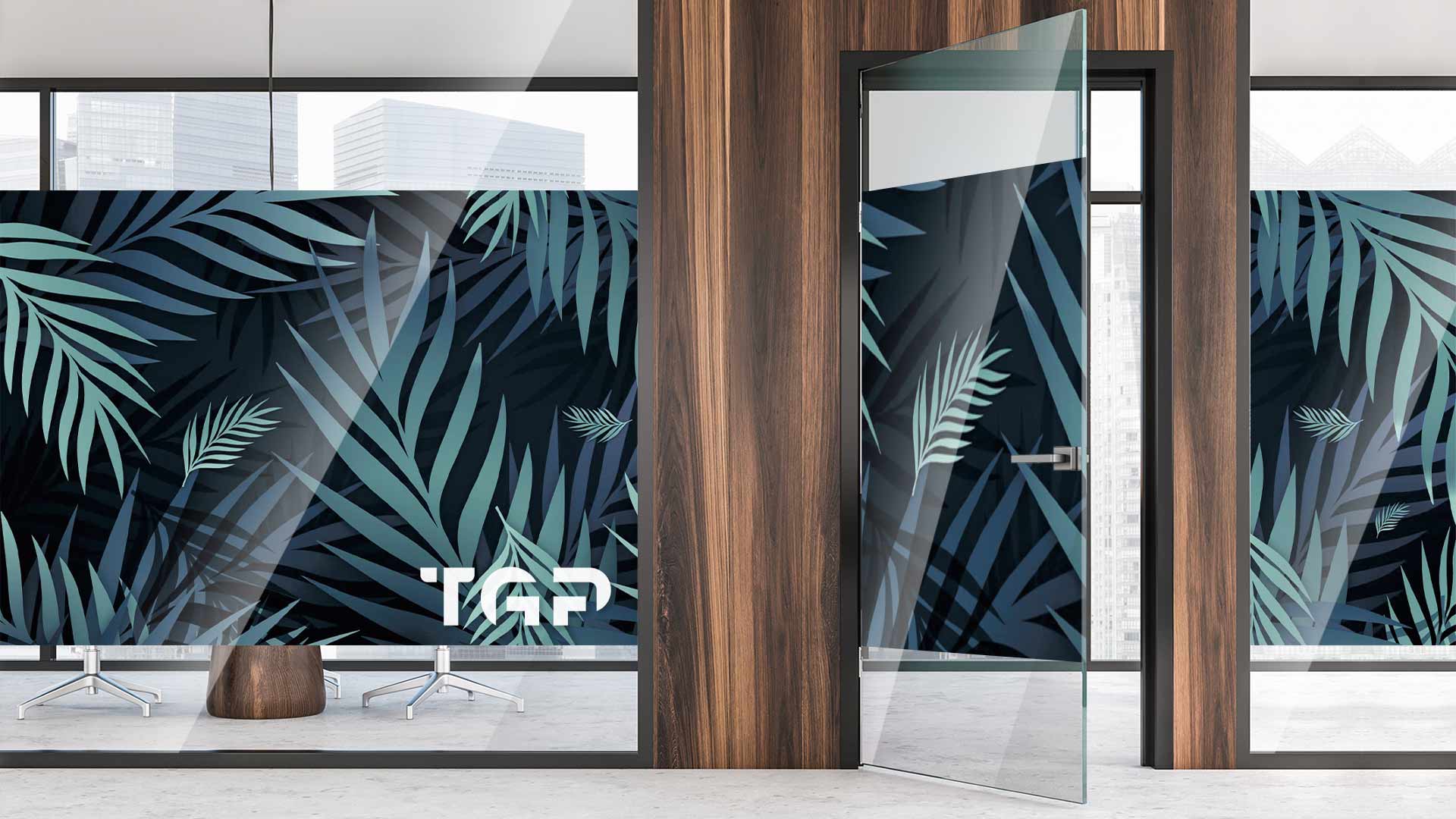PRM019 Office printed glass wall partition
