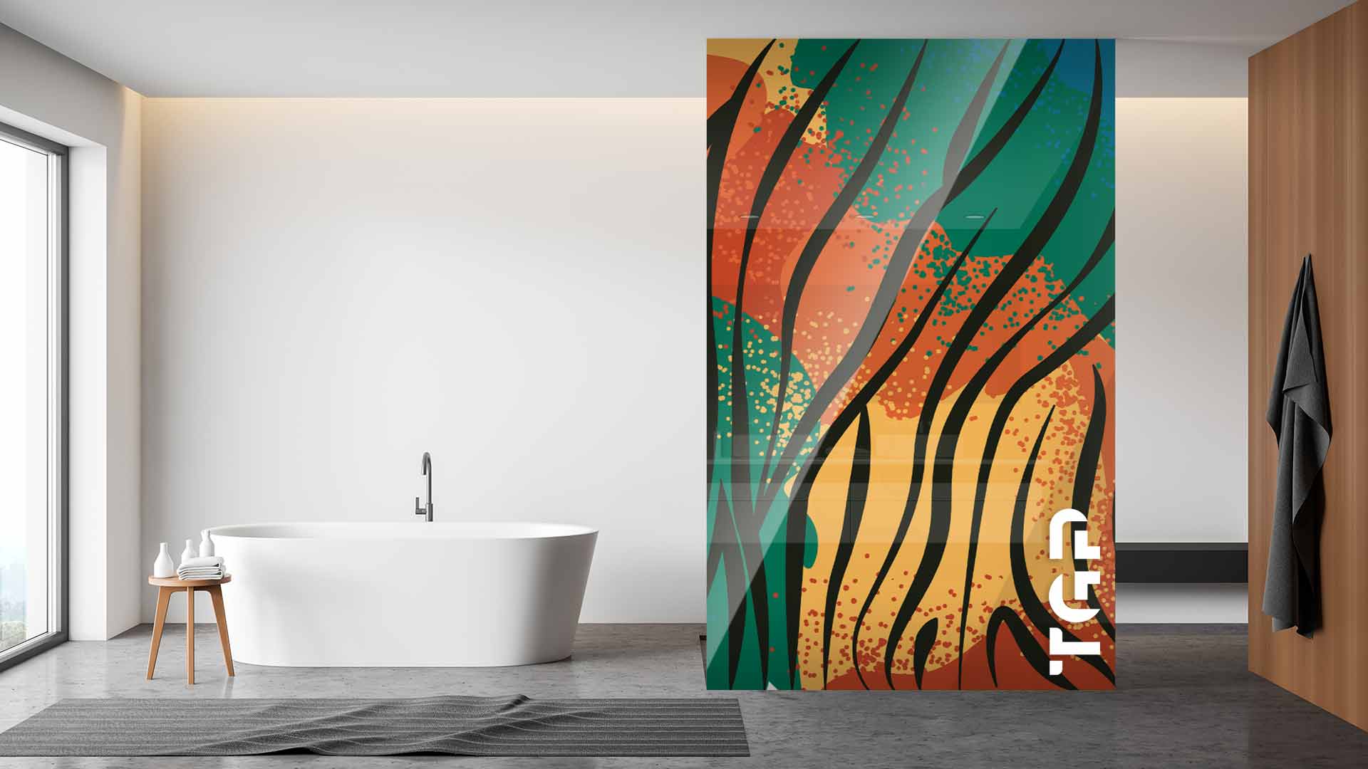 SFR001 Printed glass shower screen