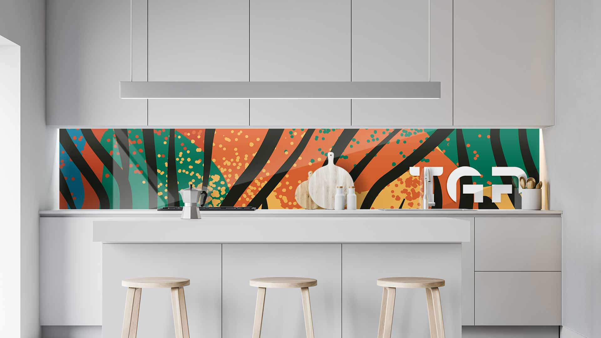 SFR001 kitchen printed glass countertop