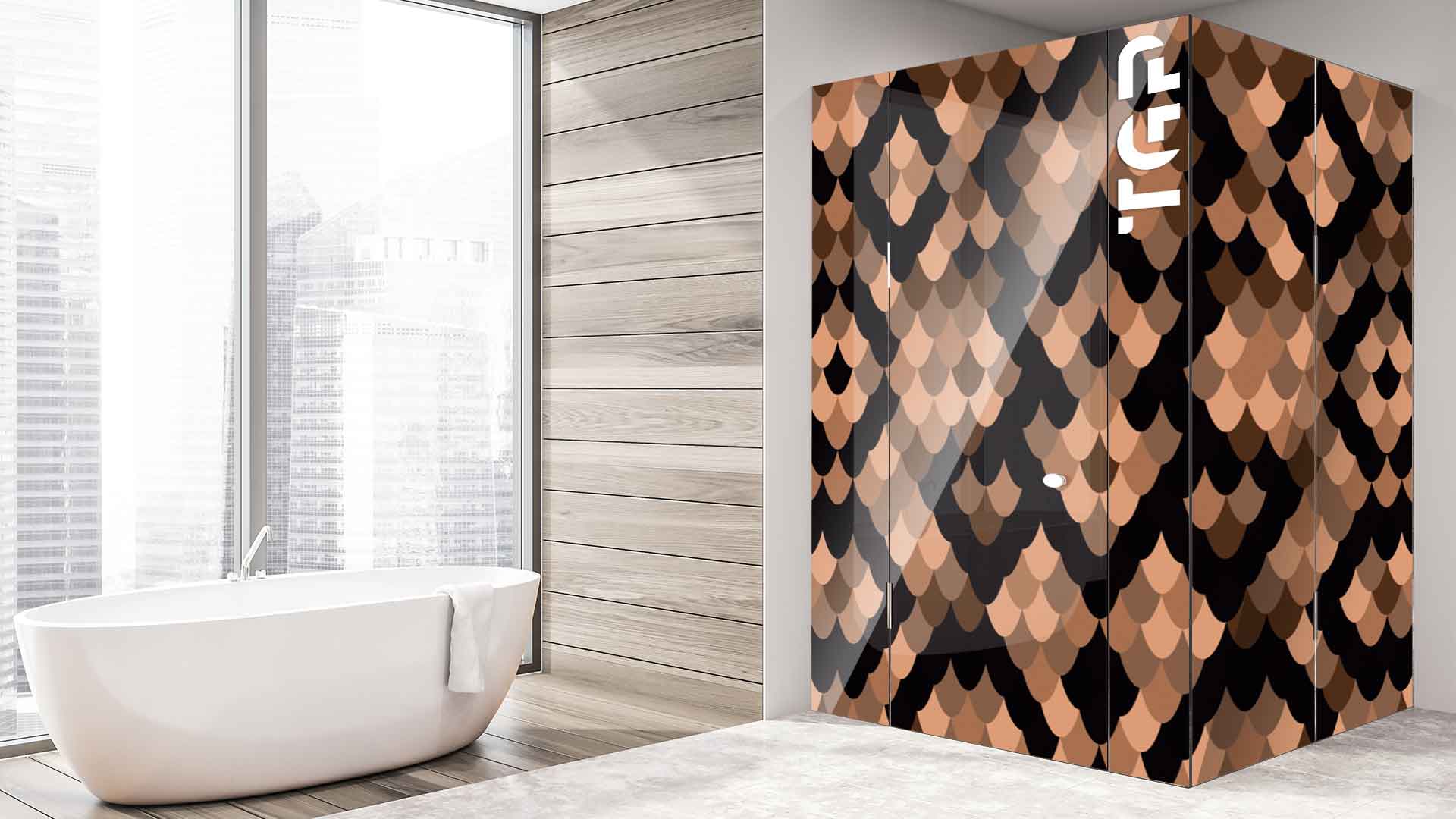 SFR006 printed glass shower enclosure