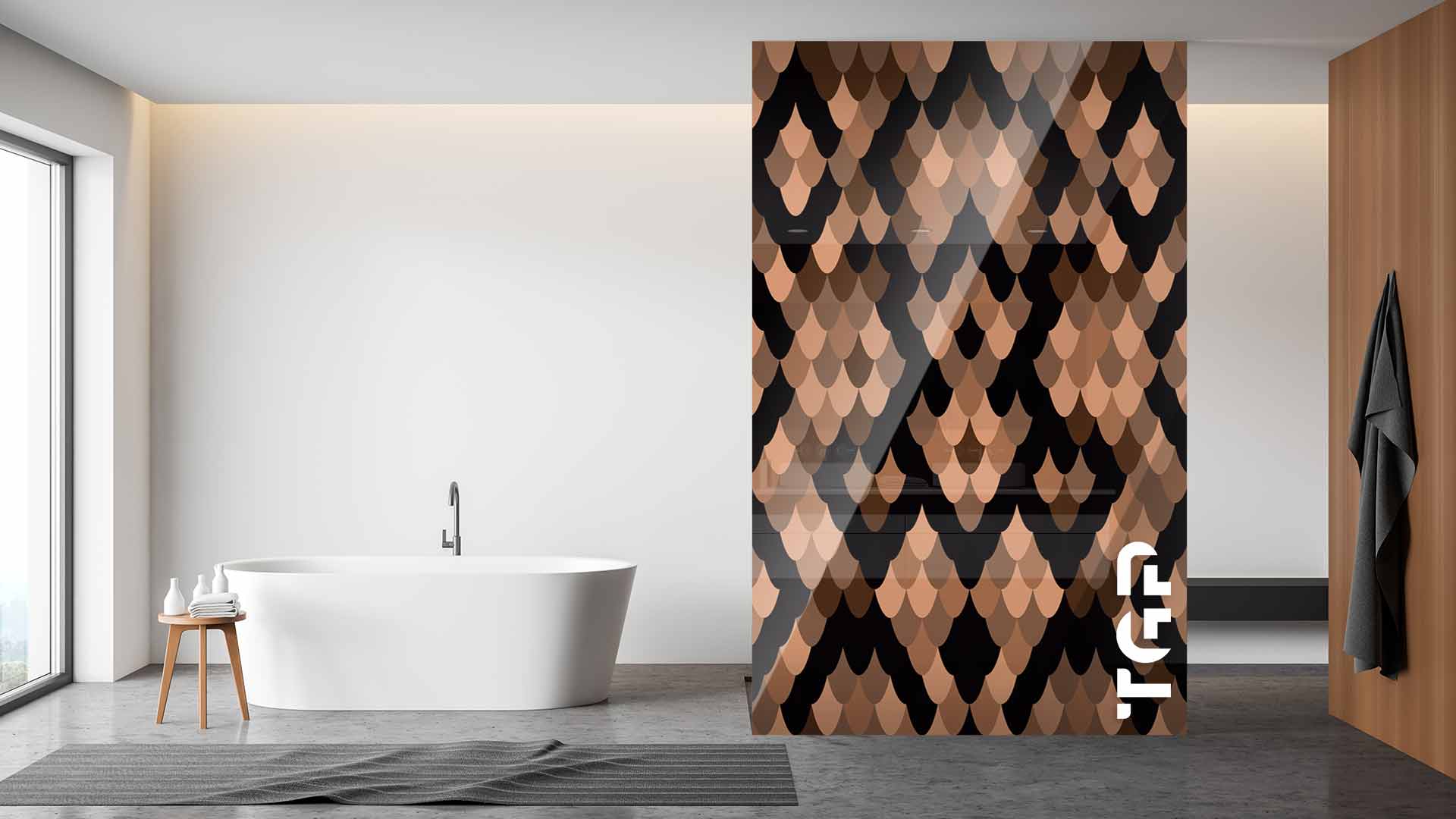 SFR006 Printed glass shower screen