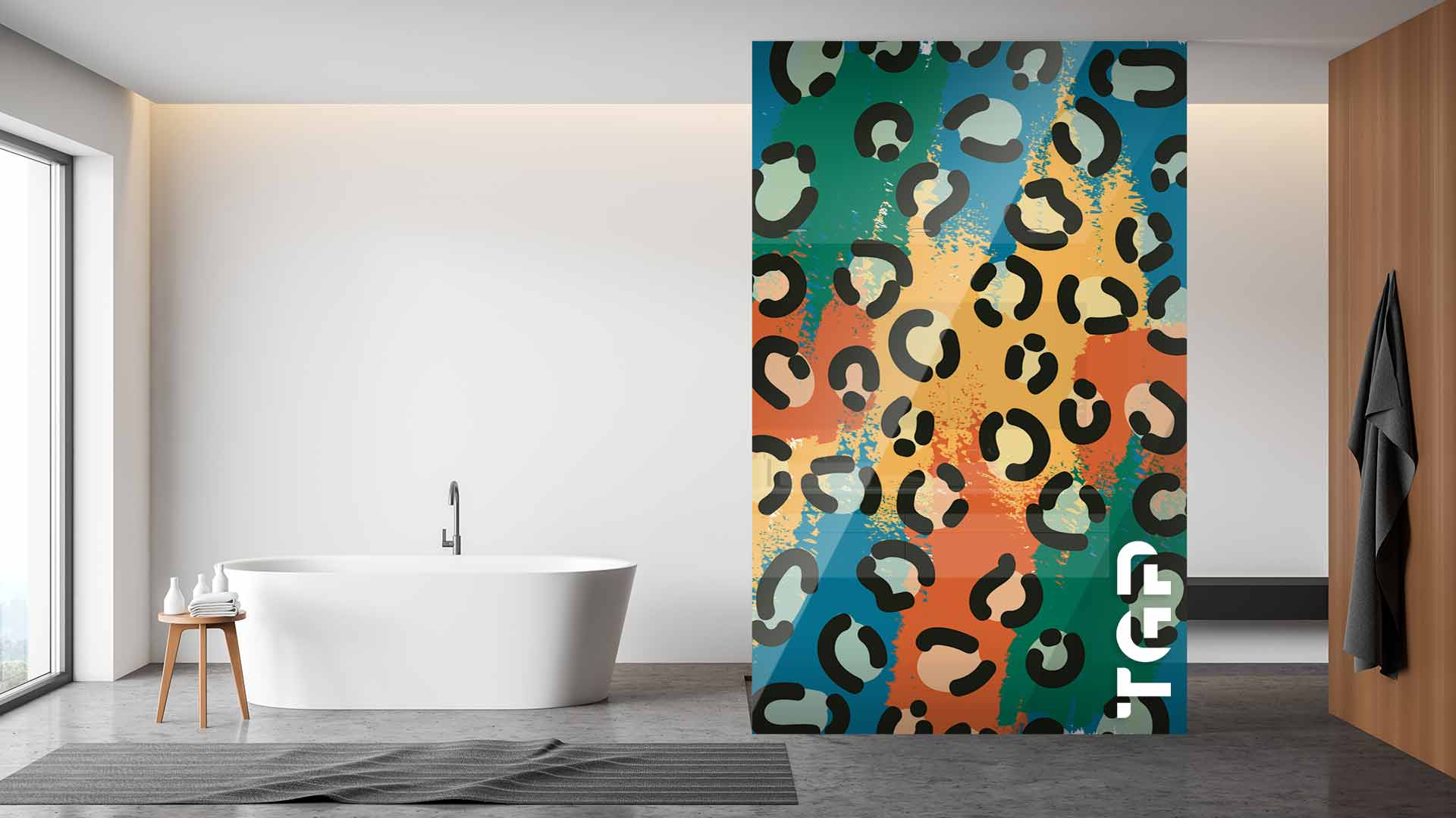 SFR007 Printed glass shower screen