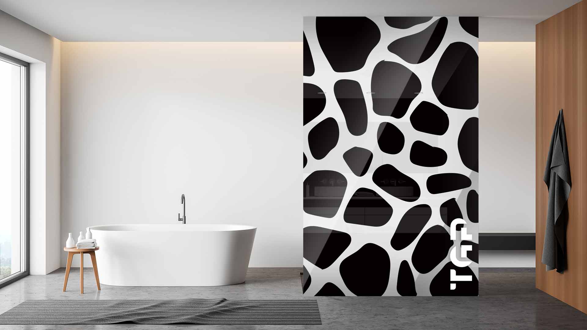 SFR008 Printed glass shower screen