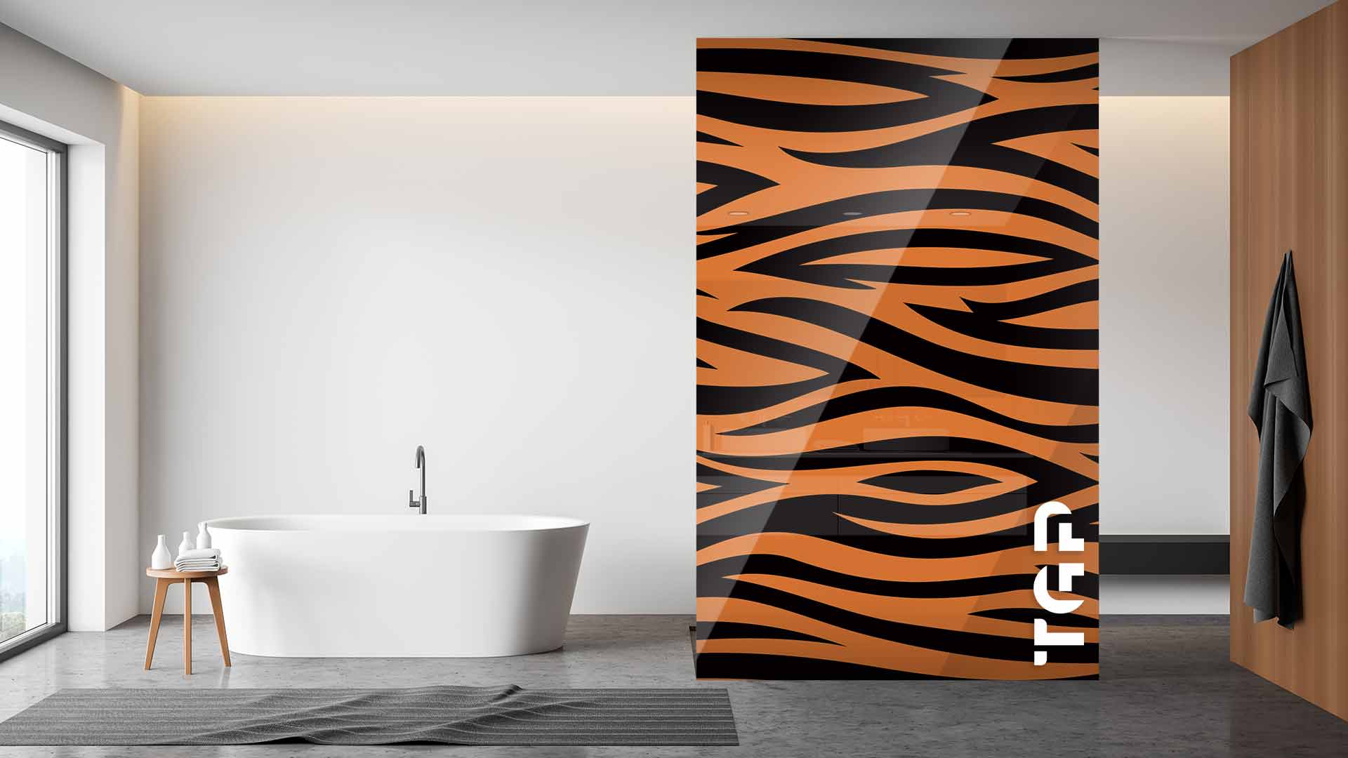 SFR011 Printed glass shower screen