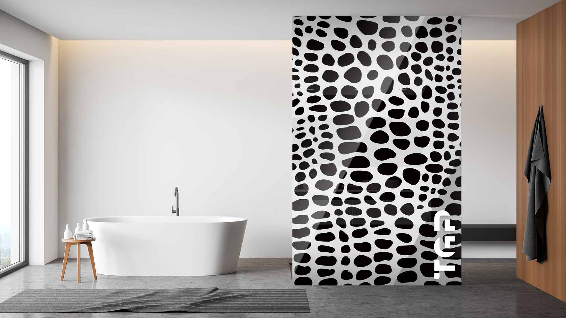SFR012 Printed glass shower screen