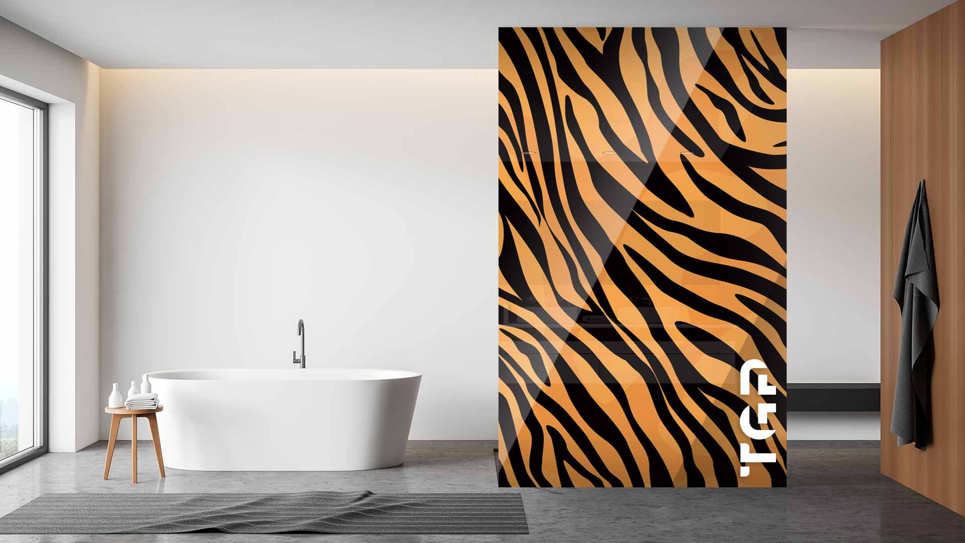 SFR013 Printed glass shower screen