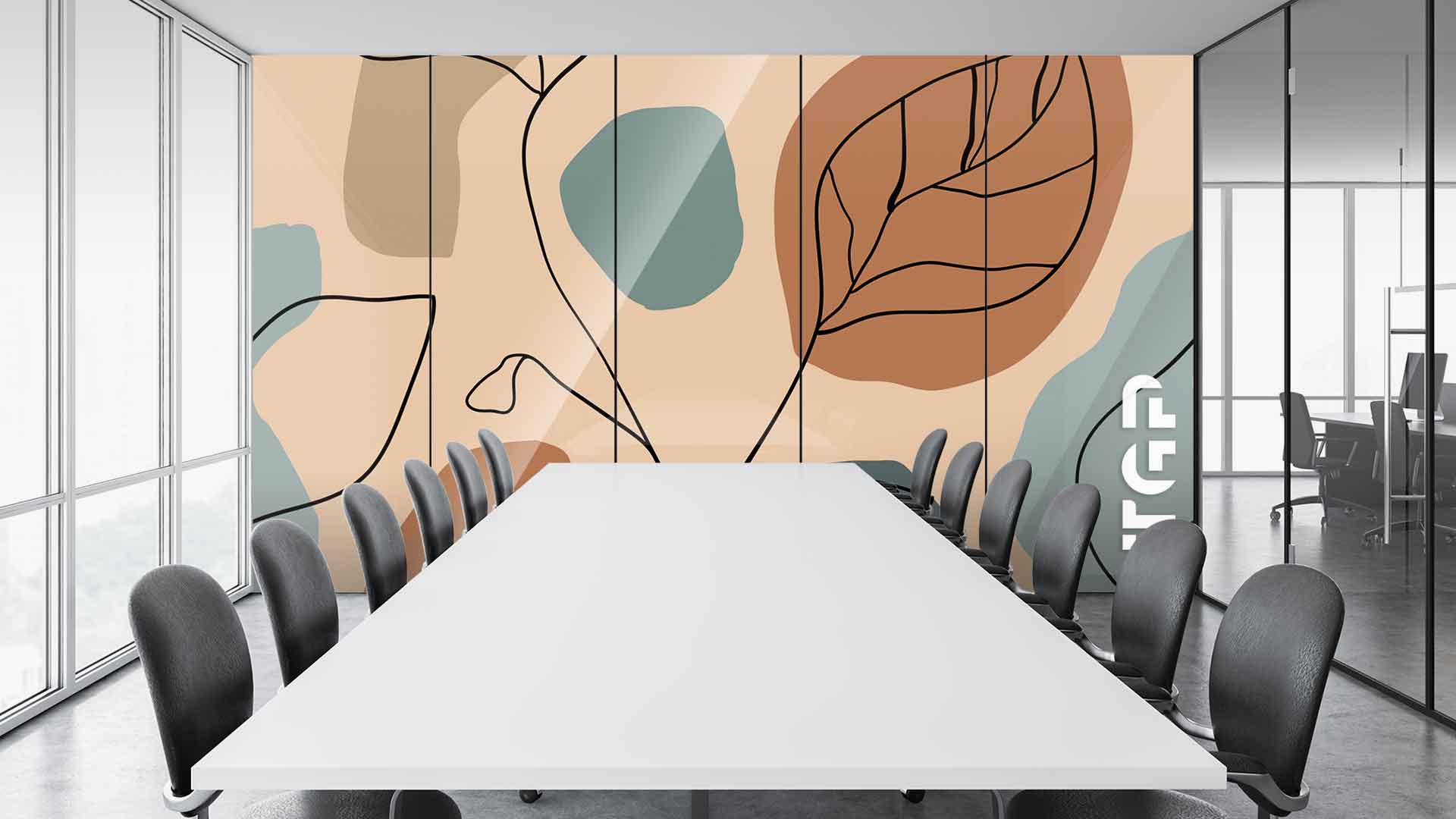 WLP001 Office printed glass wall cladding