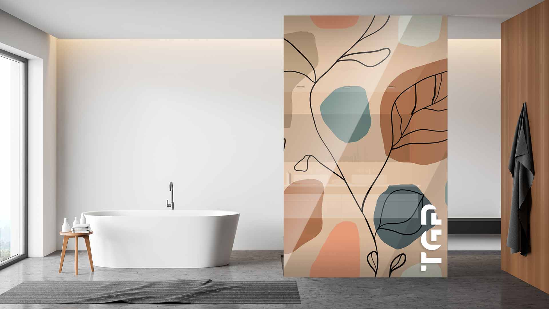 WLP001 Printed glass shower screen