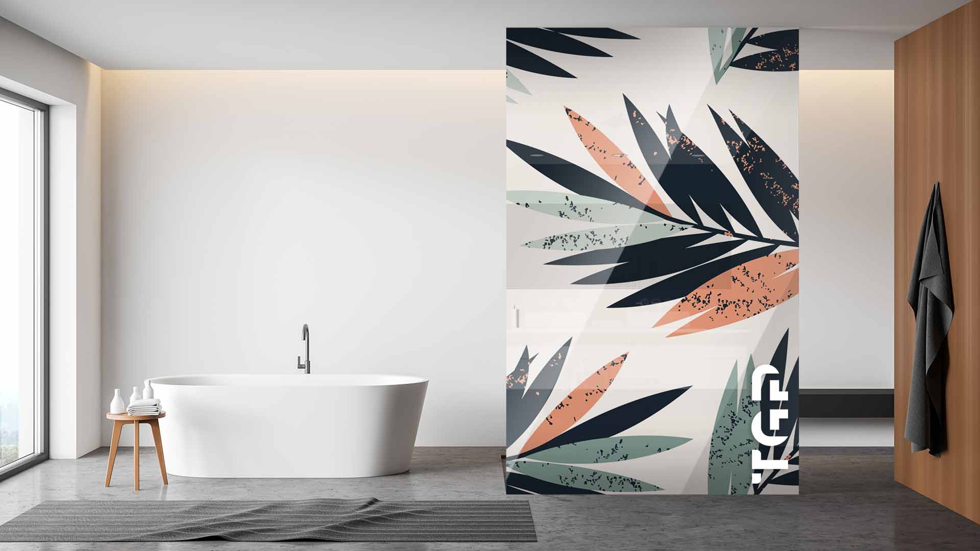 WLP002 Printed glass shower screen