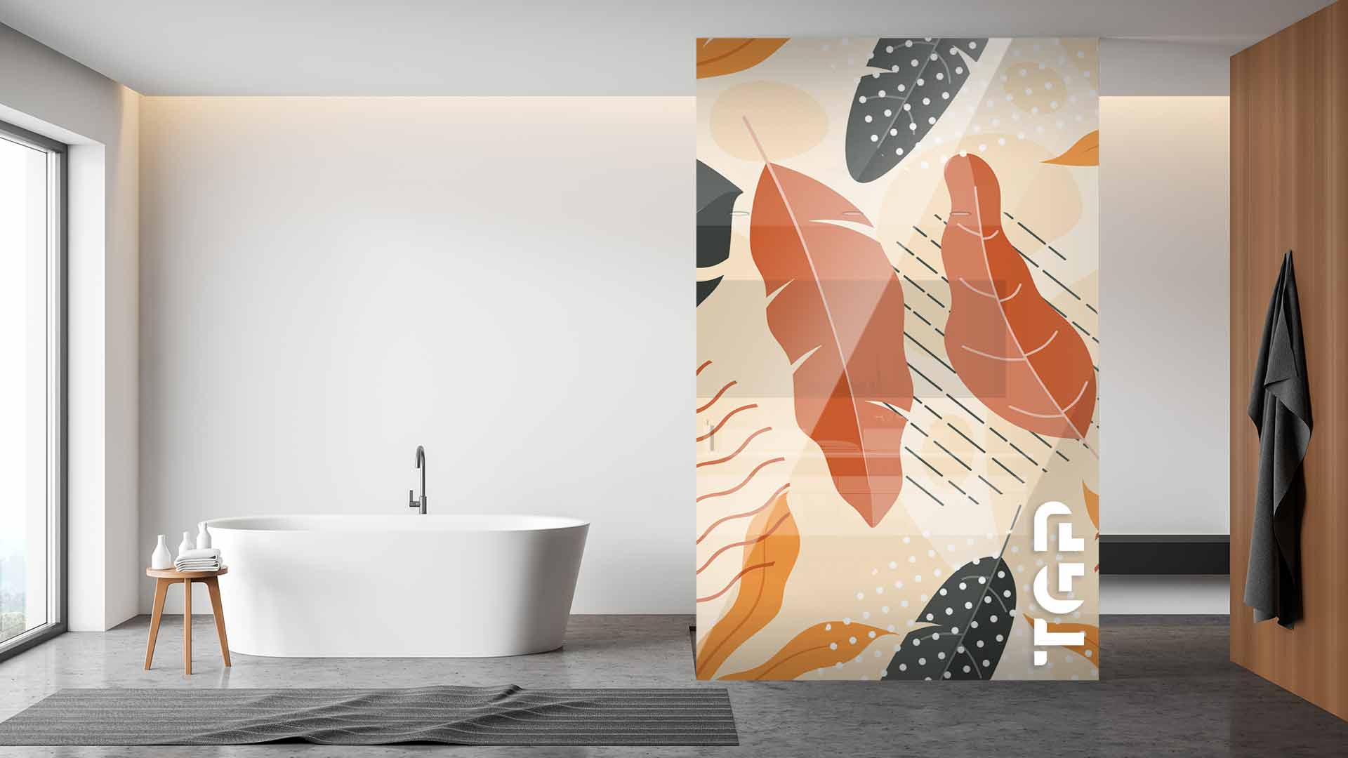 WLP003 Printed glass shower screen