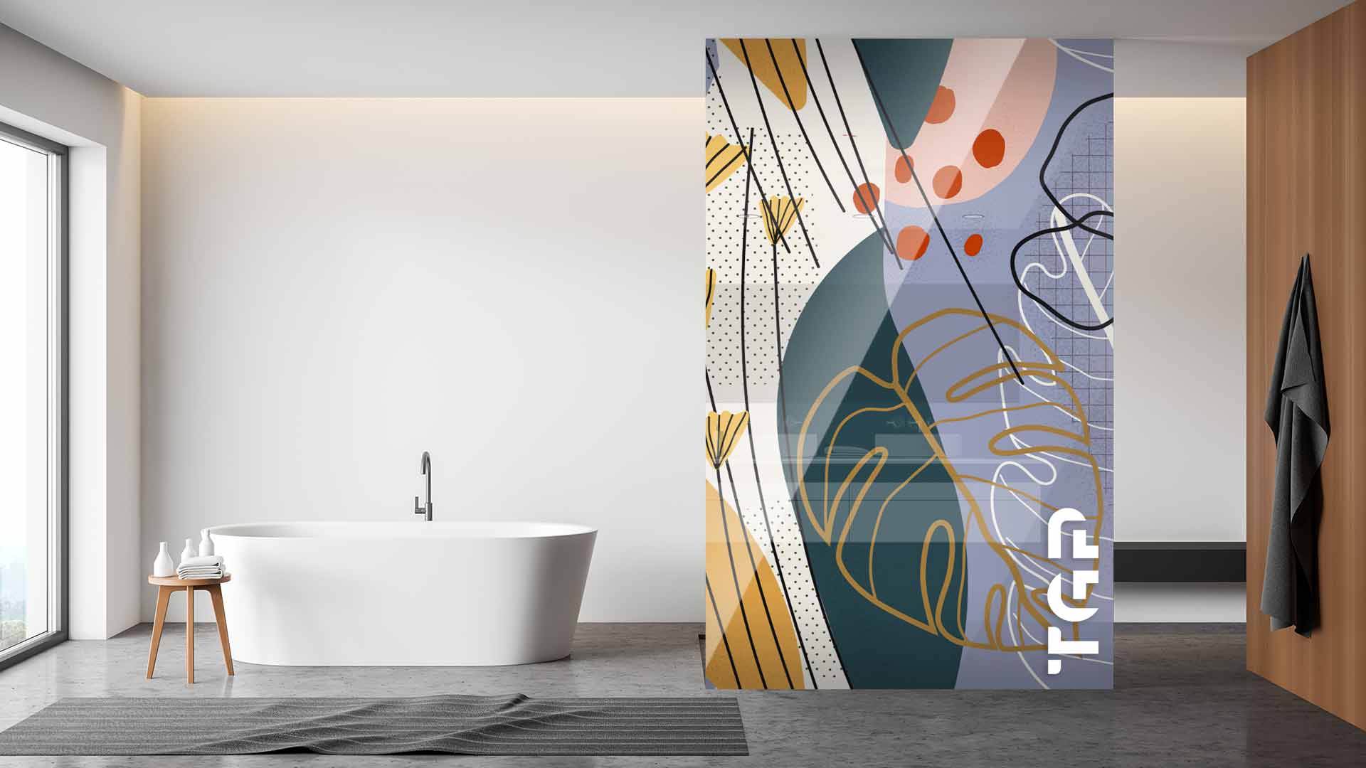 WLP006 Printed glass shower screen