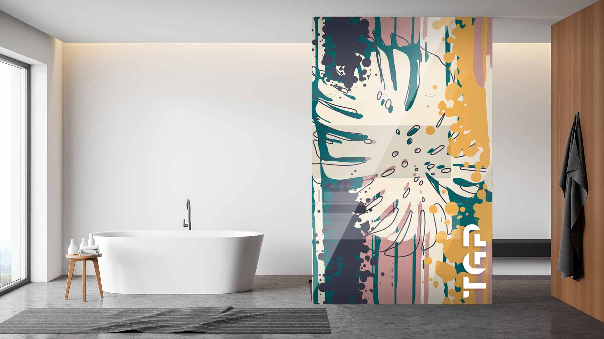 WLP009 Printed glass shower screen