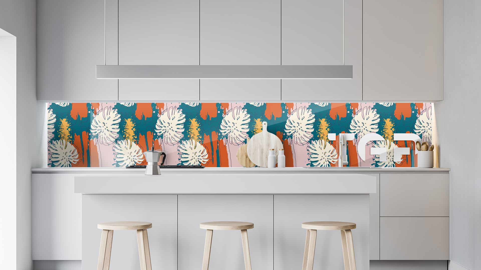 WLP010 kitchen printed glass countertop