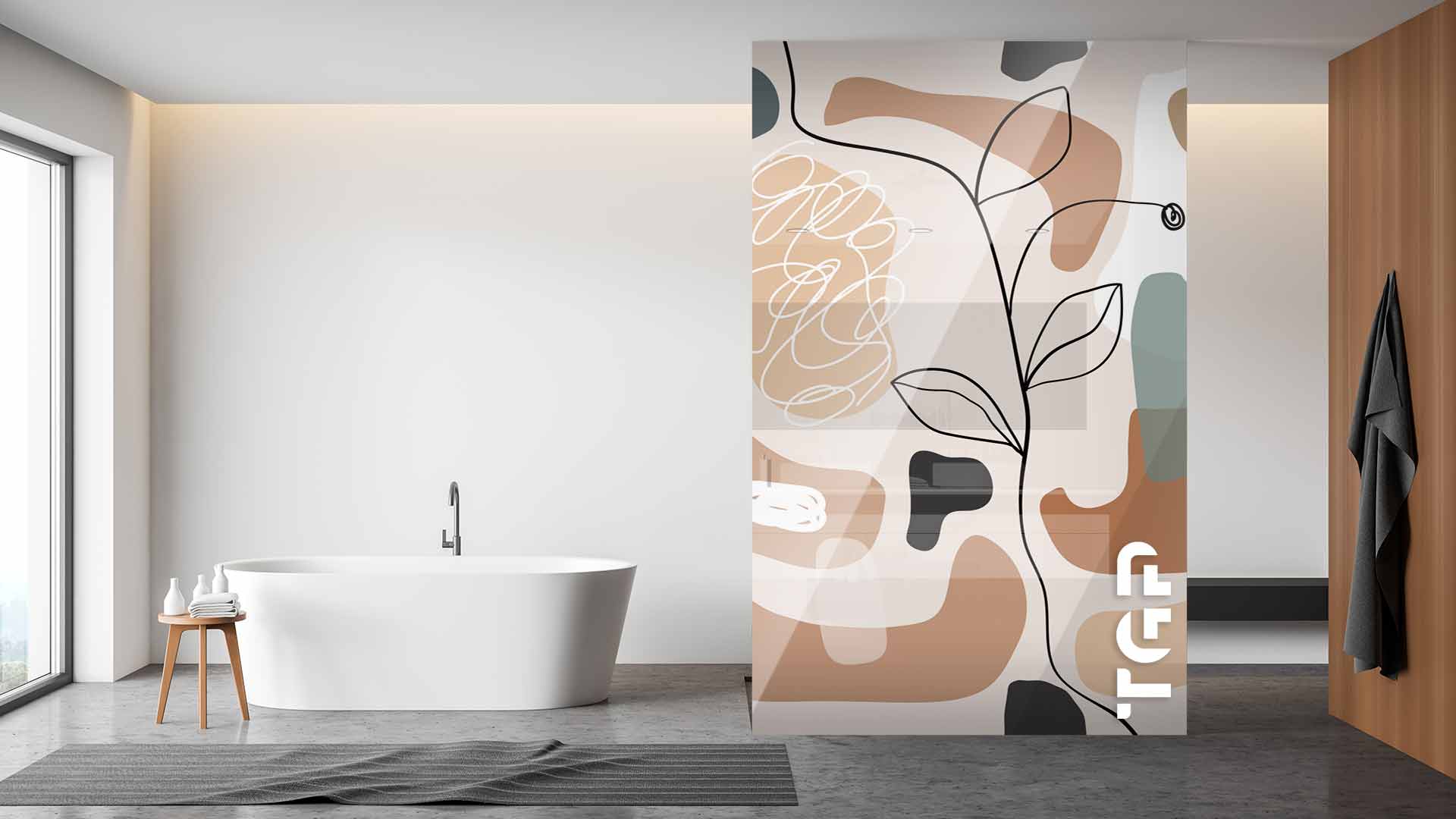 WLP011 Printed glass shower screen