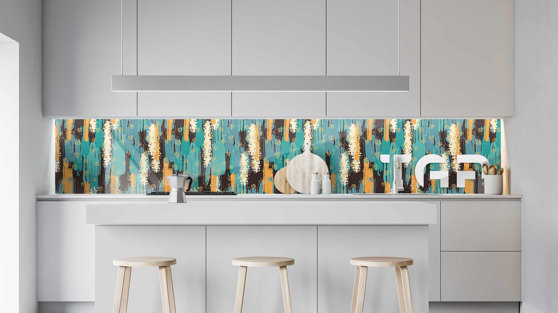 WLP012 kitchen printed glass countertop
