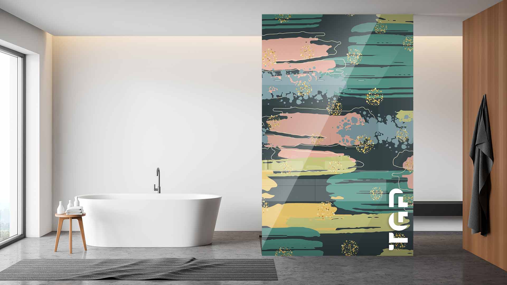 WLP013 Printed glass shower screen