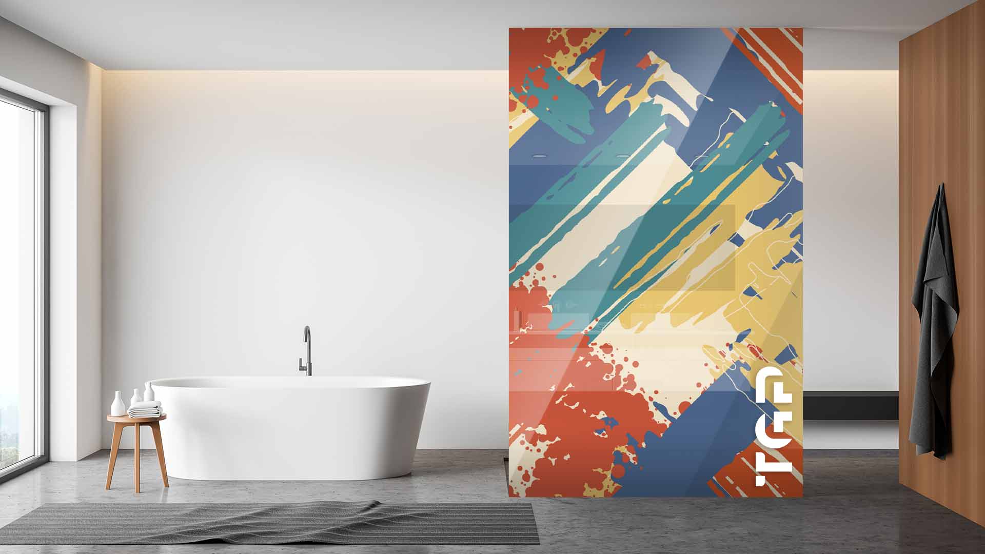 WLP015 Printed glass shower screen