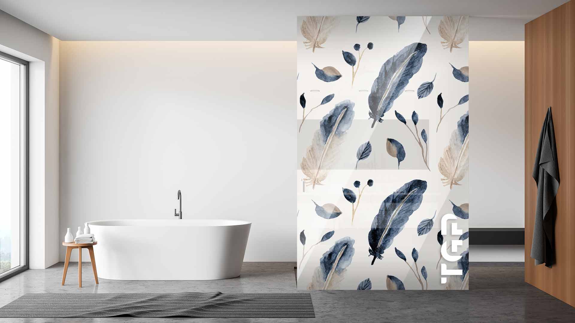 WLP016 Printed glass shower screen