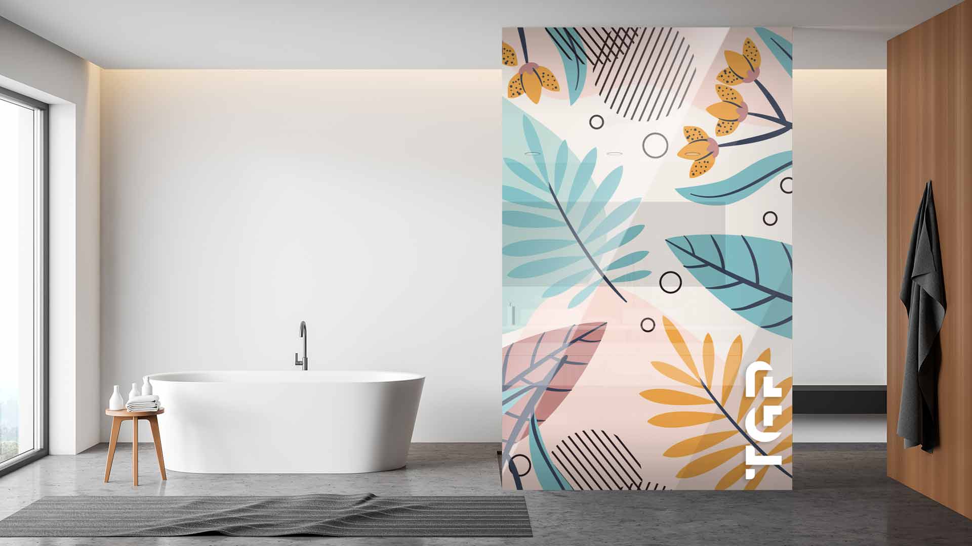 WLP017 Printed glass shower screen
