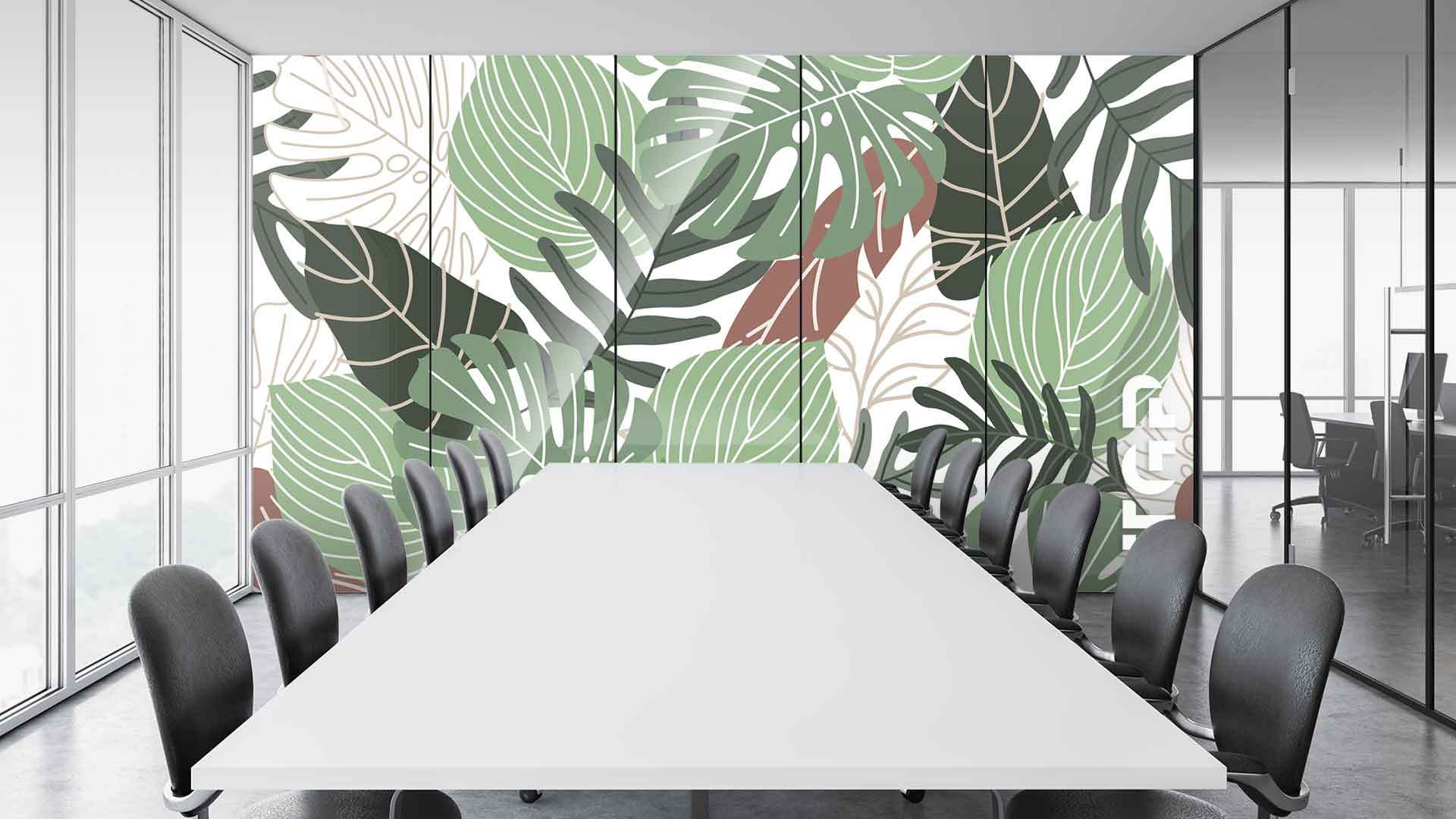 WLP018 Office printed glass wall cladding