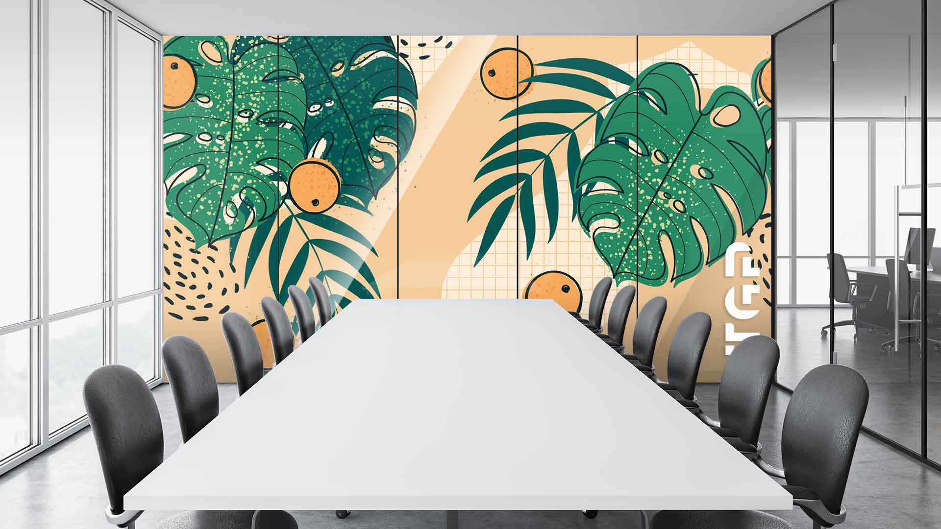 WLP019 Office printed glass wall cladding