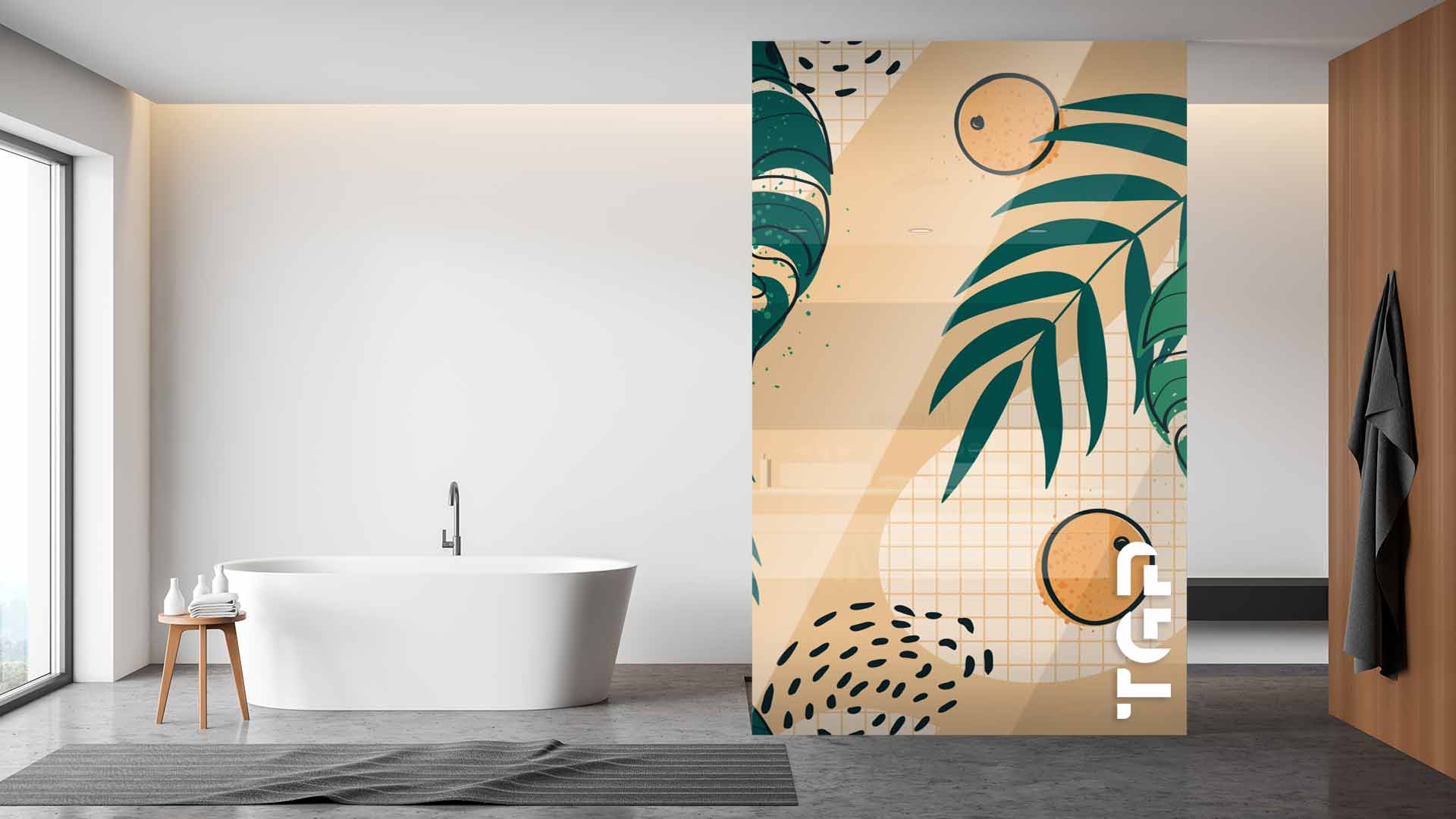 WLP019 Printed glass shower screen