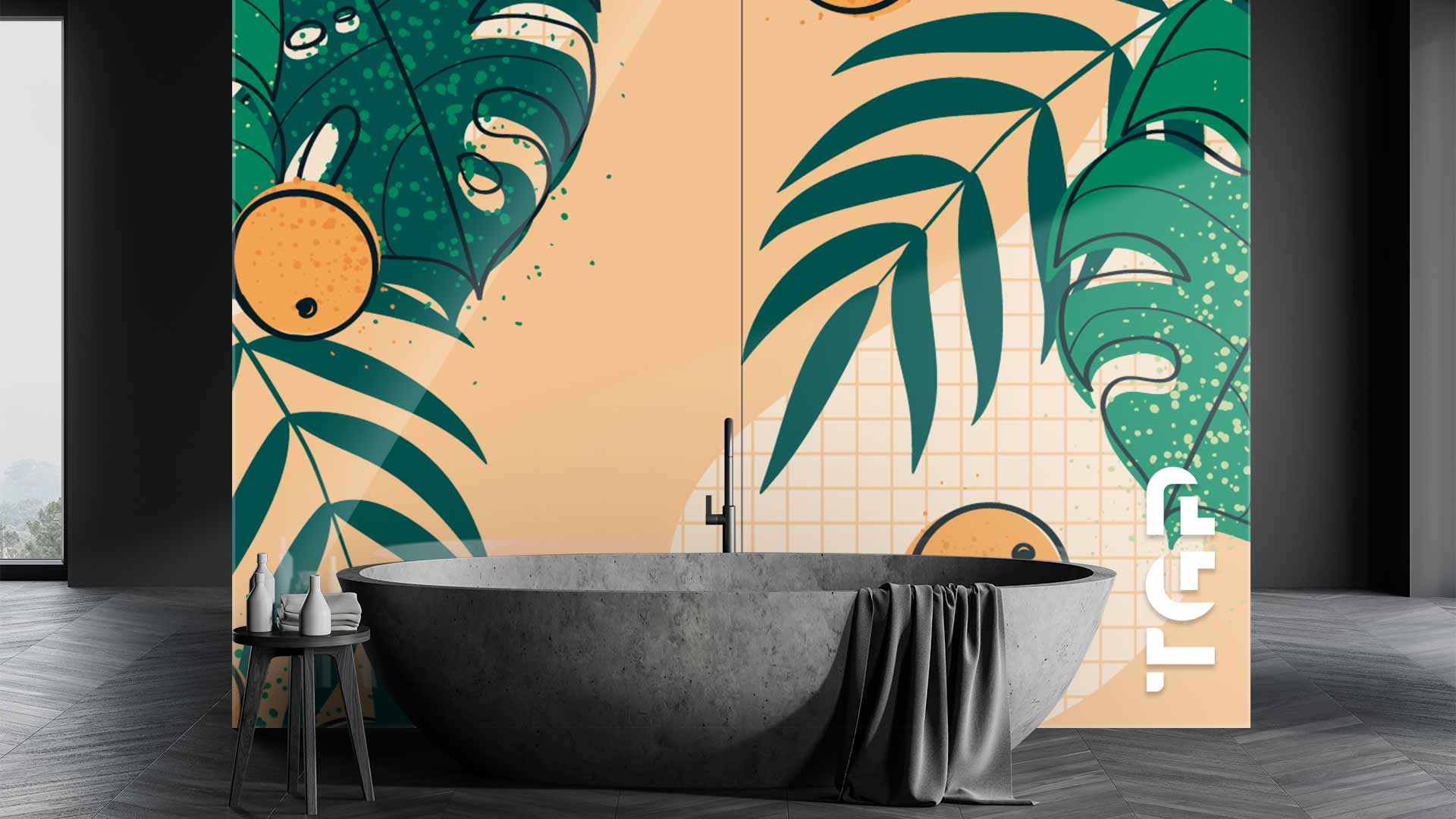 WLP019 Printed glass shower splashback